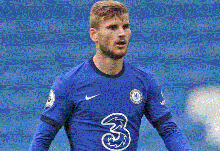 Timo Werner portant le maillot de Chelsea, son nouveau club !