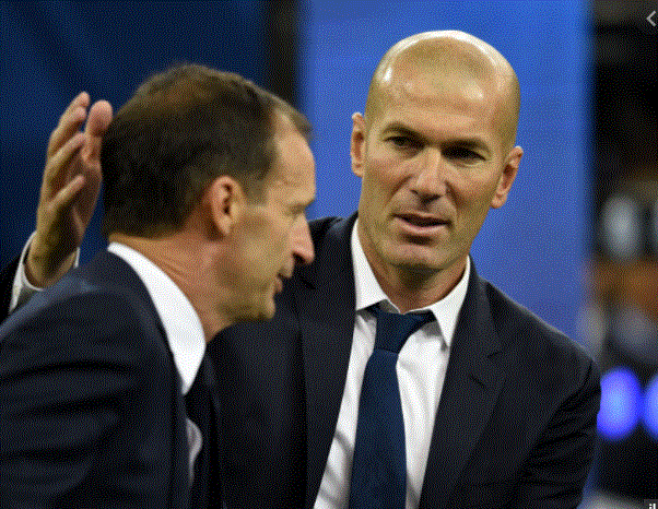 Massimiliano Allegri aux côtés de Zinédine Zidane 